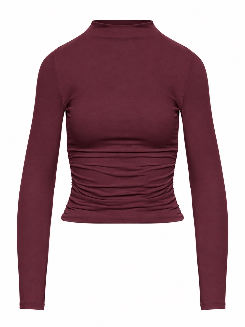 Aritzia Contour Ruched Mockneck Longsleeve Burgundy Size S